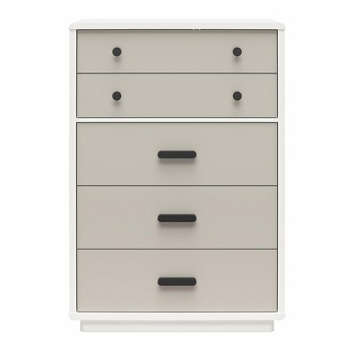 CosmoLiving by Cosmopolitan Valencia Tall 5-Drawer Dresser, Taupe and White