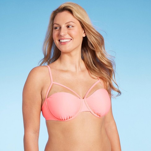Women's Cut Out Underwire Bikini Top - Wild Fable™ Pink L