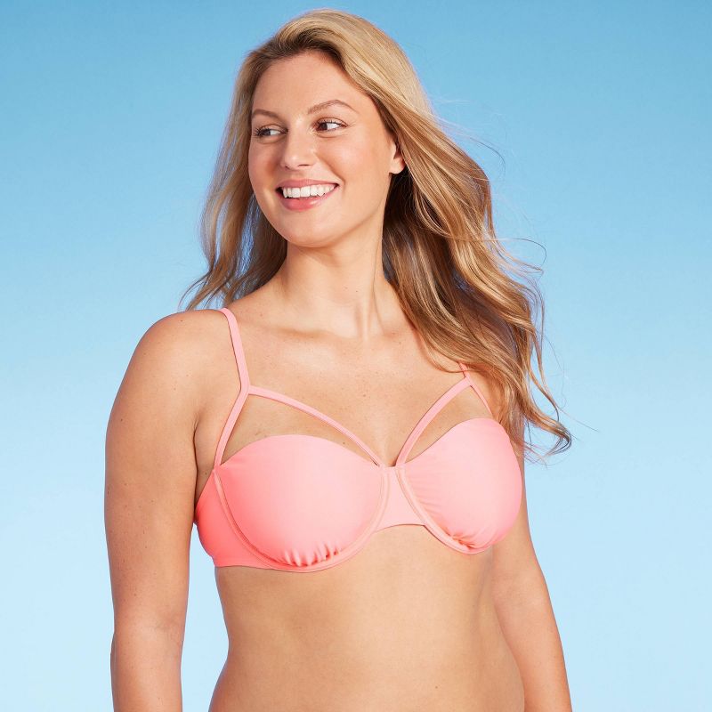 Women's Cut Out Underwire Bikini Top - Wild Fable™ Pink, 5 of 17