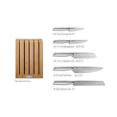 Joseph Joseph Joseph Joseph Elevate™ Steel 5-Piece Knife Set with Bamboo Block