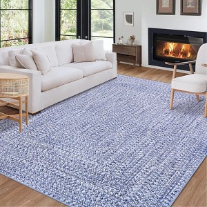 Modern Washable Area Rug, Soft Non-Slip Carpet for Living Room & Bedroom, Large Farmhouse Throw Rug, Non-Shedding, Stain Resistant (Multi) - 1 of 4