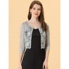 Allegra K Women's Elegant 3/4 Sleeve Sheer Floral Lace Cropped Bolero Shrugs - 2 of 4