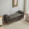 Sapphtopaz Modern Elegant Ottoman with Upholstered Entryway Bench with Wood Legs & 2 Bolster Pillows End of Bed Bench for Living Room,Bedroom - 3 of 4