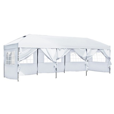 Whisen 10 x 30 Pop Up Canopy with Sidewalls, Outdoor Wedding Party Tent with Wheeled Bag