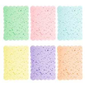 Unique Bargains Reusable Sponge Face Scrubber 4.33"x3.15" Multicolor 6 Pcs - 1 of 4