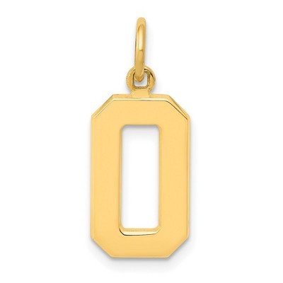 Black Bow Jewelry 14k Yellow Gold, Athletic Collection Medium Polished Number 0 Pendant