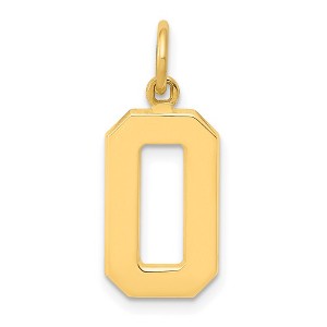 Black Bow Jewelry 14k Yellow Gold, Athletic Collection Medium Polished Number 0 Pendant - 1 of 4