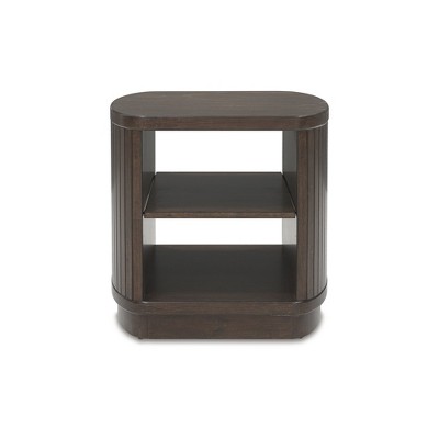 Korestone Dark Brown Mango Wood Square End Table with Storage