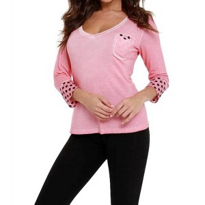 Women's V-Neck Polka Dot Top - ANGEL - 1 of 4