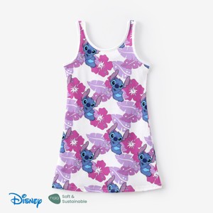 PATPAT Disney Lilo & Stitch Toddler Girl Tank Dress Hawaiian Tropical Floral Print  Summer Beach Holiday Sleeveless A-Line Sundress 3-10Y - 1 of 4