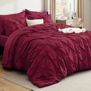 Bedsure | 5/7 Pcs Bed in a Bag Solid Diamond Pintuck Bedding Set for All Season - 1 of 4