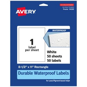 Avery Durable Waterproof Rectangle Labels, 8.5" x 11" - 1 of 4
