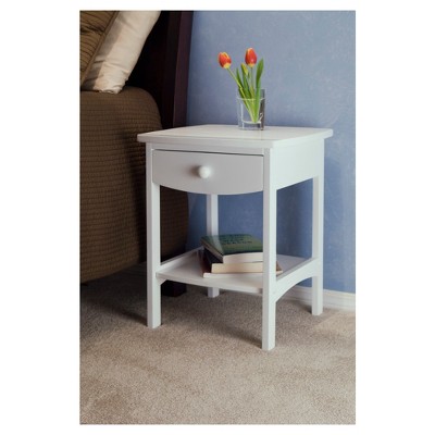 Elegant Claire White Solid Wood Square Nightstand with Storage