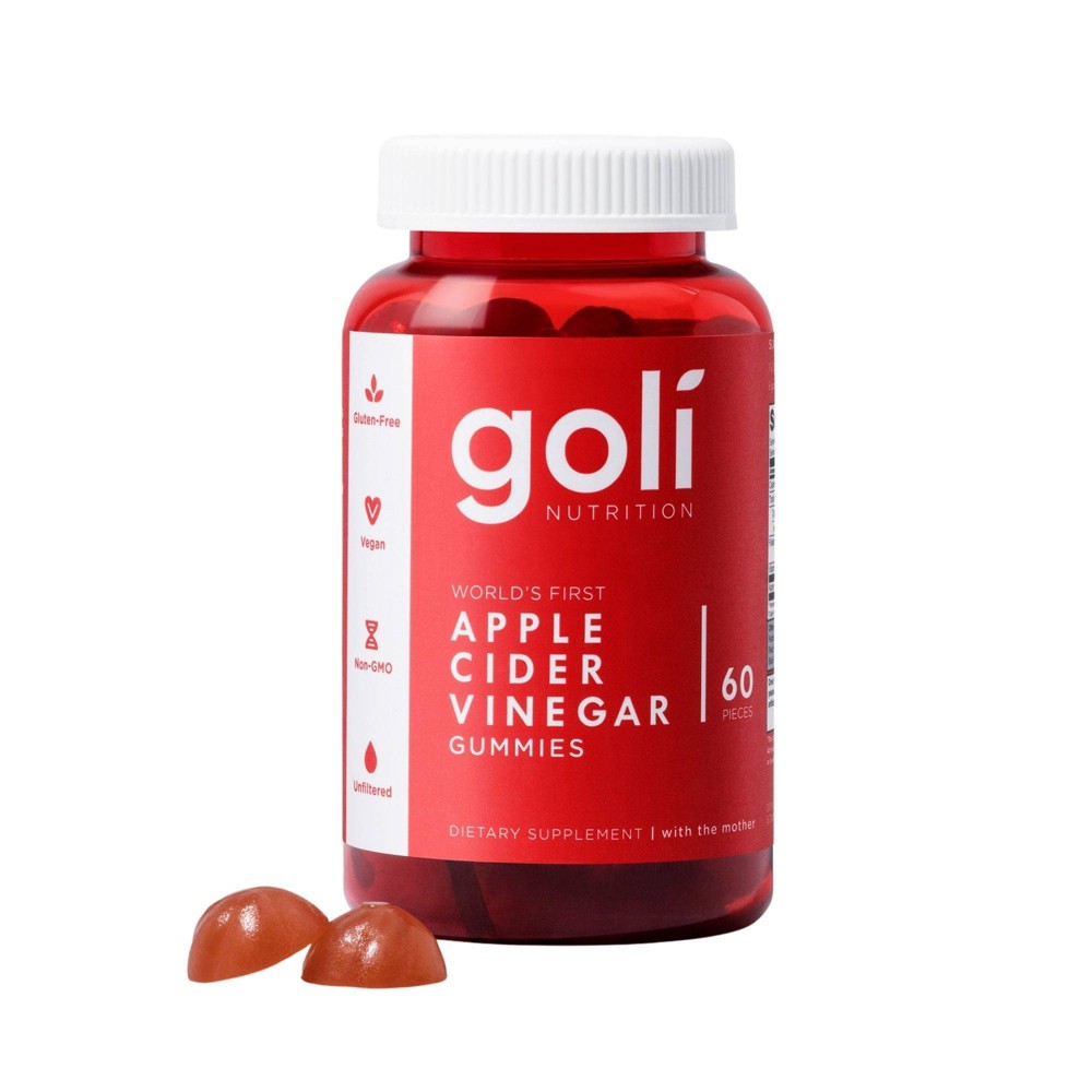 Goli Nutrition Apple Cider Vinegar Vegan Gummies - 60ct: Gluten-Free, Non-GMO, Herbal Supplement, 500mg per Serving