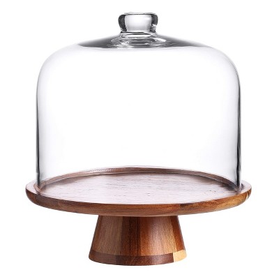 Homeries Bamboo Cake Stand With Clear Acrylic Dome Cover : Target