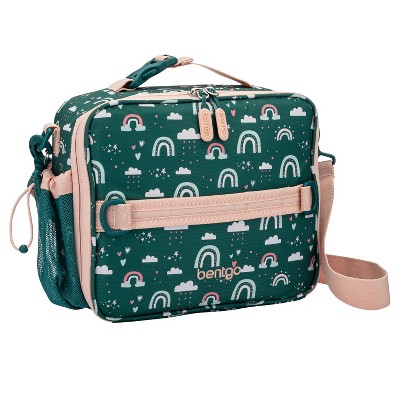 Bentgo Kids' Prints Double Insulated Lunch Bag, Durable, Water-Resistant Fabric, Bottle Holder - Dino Fossils