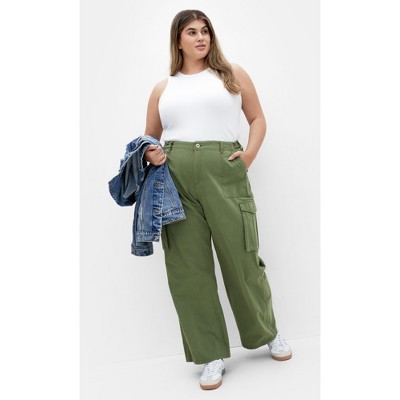 Women's Plus Size Mia Cargo Pant - olive | CITY CHIC