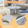 NicBex Stylish Wood/Marble Pattern Round Coffee Table,Modern Nordic Charm Center Table for Living Room,Apartment,White - 3 of 4