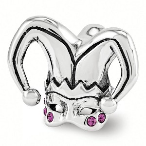 Black Bow Jewelry Jester Mask Sterling Silver Bead Charm with Pink Crystals - 1 of 3