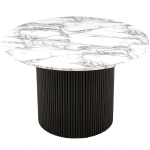 NicBex Natural Round Fluted Side Wooden Coffee Table,Mid-Century Circle Dining Table,Center Table for Living Room - 1 of 4