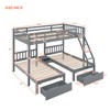 Full Over Twin & Twin Bunk Bed, Wood Triple Bunk Bed with Drawers and Guardrails – ModernLuxe - 4 of 4