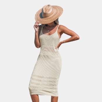 Women's Waffle Knit Scoop Neck Sleeveless Midi Cover-Up Dress - Cupshe
