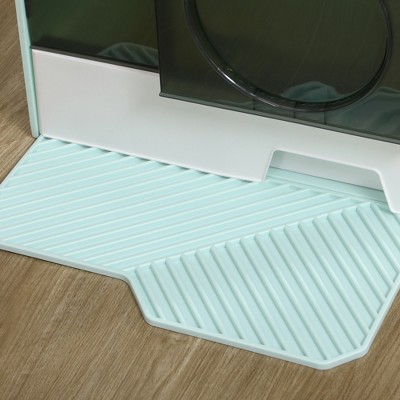 Light Blue House Shape Hooded Cat Litter Box with Drawer