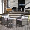 Outsunny 3 Piece Patio Furniture Set w/ Cushions, PE Rattan Wicker Outdoor Table And Chairs Conversation Set w/ 2-Tier Glass Top Coffee Table - 3 of 4