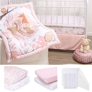 The Peanutshell Fairytale Forest Pink Crib Bedding Set, 3pc to 12 Pc, For Girls - 1 of 4