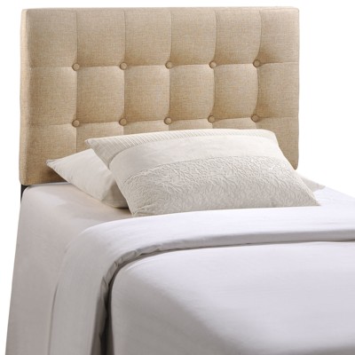 Beige Tufted Upholstered Twin Headboard with Button Detail
