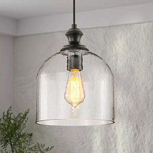 Rennnsan Delvine 9" W 1 - Light Dome Hammered Glass Modern Dimmable Flush Mount - 1 of 4