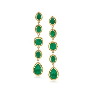 Ross-Simons 15.85 ct. t.w. Emerald Drop Earrings in 18kt Gold Over Sterling - 1 of 3
