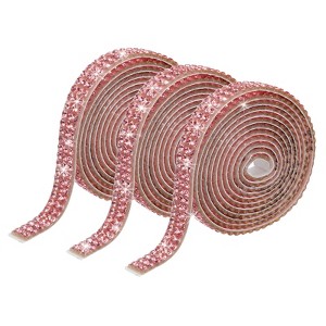 Unique Bargains Self-Adhesive DIY Crafts Decorations Crystal Rhinestone Diamond Ribbon 3 Rolls - 1 of 4
