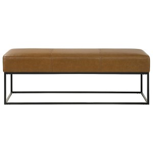 Ashcroft Furniture,Odessa Tan Leather Bench - 1 of 4