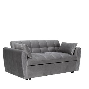Ridstar Modern 3-in-1 Folding Double Sofa Bed with 2 Pillows For Living Room & Bedroom-Dark Gray - 1 of 4