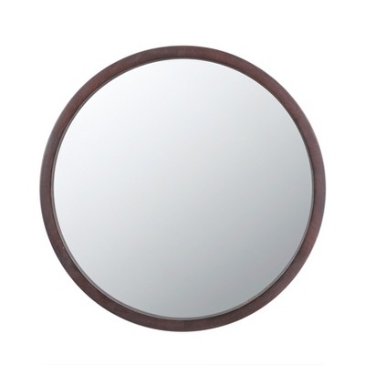 DOMETOUR 20" x 20" Circle Wall Mirror with Wooden Frame, Wall Mirror for Living Room, Dining Room, Foyer, Bathroom, Office