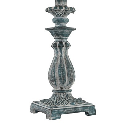 Antique Blue and White Candlestick Table Lamp Set