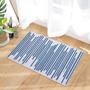 Modern Berber Stripe Rug Indoor Farmhouse Area Rug Low Pile Non Slip Throw Rug - 1 of 4