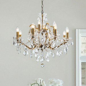ALOADECOR  Classic/Traditional Lighting Fixture Antique Gold Ornate Crystal Chandelier - 1 of 4