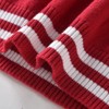 MyKids-Usa Baby Solid Color Striped Hem Design O-Neck Knit Sweater - 4 of 4
