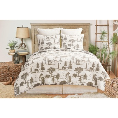 Hillside Royal Gray Cotton Reversible King Quilt Set