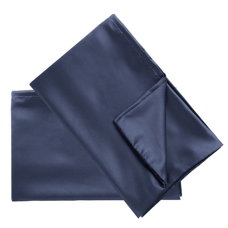 PiccoCasa Silk Satin Luxury Cooling Pillowcase Navy Queen 20"x30" 4 Pcs, 6 of 7