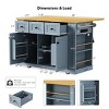 Multi-Functional Kitchen Island Cart with Outlet, 3 Drawers, 5 Wheels & Side Racks, Rolling Storage Cabinet for Kitchen or Dining-The Pop Home - 4 of 4