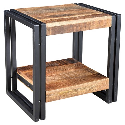 Handcrafted Reclaimed Wood Side Table Natural - Timbergir