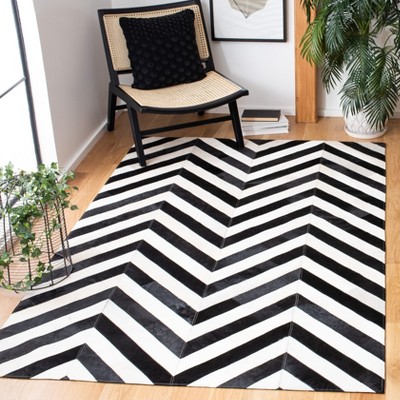 Handmade Black Geometric Cowhide Area Rug 3' x 5'