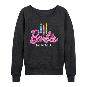 Women's - Barbie - Let's Party Lightweight French Terry Wide Neck Long Sleeve Shirt - 1 of 4