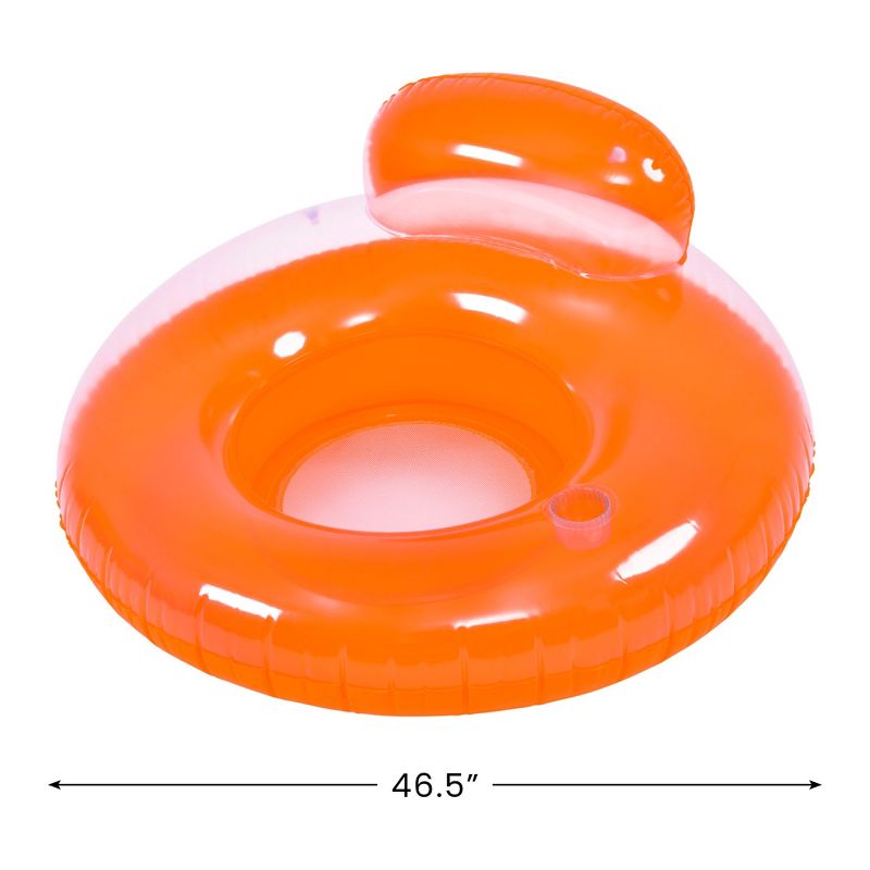 Pool Central 46.5" Orange Inflatable Inner Tube Pool Float with Backrest, 3 of 6