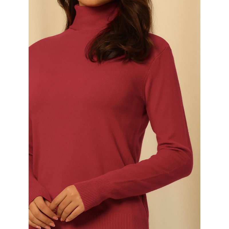 Hobemty Women's Pullover Sweater Top Long Sleeve Turtleneck Knit Tops, 4 of 5
