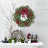Olive Wreath Front Door Red Berry Decoration Winter Bowknot Leaves Wreath with Red Berry and Jingle Bell Farmhouse Front Door - 2 of 4