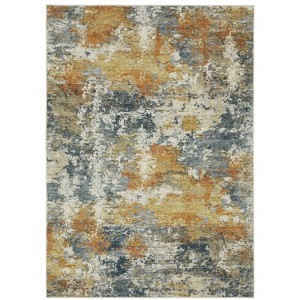 Micah Washable Contemporary Abstract Indoor Area Rug Orange/Blue - Captiv8e Designs - 1 of 4